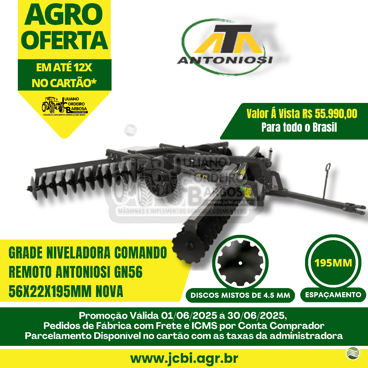 IMPLEMENTOS AGRICOLAS GRADE NIVELADORA NIVELADORA 56 DISCOS JCBi Máquinas e Implementos Agrícolas MARACAJU MATO GROSSO DO SUL MS